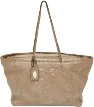 Fendi Pre-owned Tote Bags, female, Beige, Size: ONE SIZE Pre-owned Vintage Leather Tote Bag