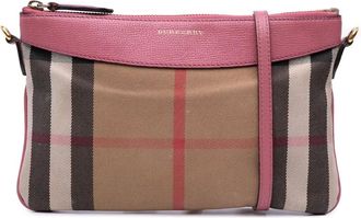 Burberry Borsa a tracolla Derby Peyto in tela con motivo House Check 2000-2017 - Marrone