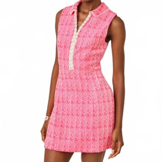 Lilly Pulitzer Twila Skirted Romper In Cherry Blossom Pink Blurred Lines Boucle