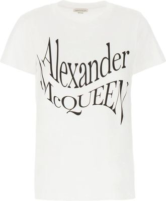 Alexander McQueen Tops, Dames, Wit, 2Xs, T-Shirt
