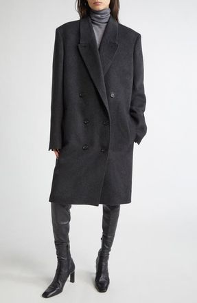 Toteme Double Breasted Cashmere Coat in Charcoal Melange at Nordstrom, Size 10 Us