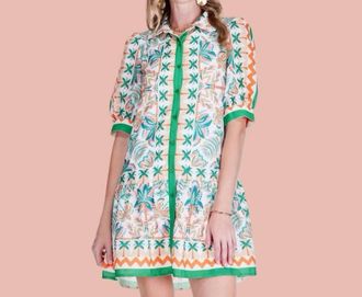 Jade Yoga The Tropical Punch Shirt Mini Dress In Green