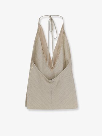 Alysi V-Neck Viscose-Linen Tank Top - Beige