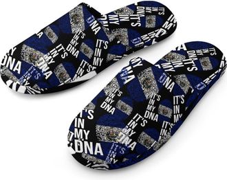 Generic Its In My DNA ElSalvador Flag Mens Cozy Memory Foam Slippers Warm Cotton House Shoes Comfy Slipper for Indoor Outdoor