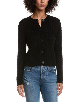 Fort&eacute; Cashmere Cable Wool & Cashmere-Blend Cardigan