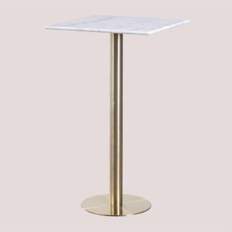 Sklum Sklum - Tavolo Alto Quadrato da Bar in Marmo (60x60 cm) Cosmopolitan Oro champagne