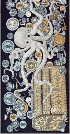 Inou&iuml; Editions Womens Octopus Scarf In Navy