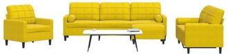 vidaXL Juego De Sof&aacute;s Con Cojines 4 Piezas Terciopelo Amarillo Vidaxl