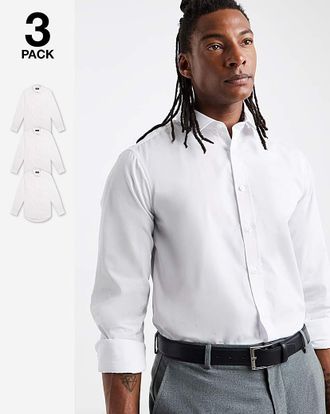 Jacamo 3 Pack Long Sleeve Formal Shirt