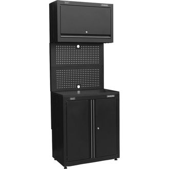 Loops Modular Base & Wall Cabinet - Magnetic Door Latches - MDF Worktop - Pegboard