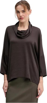 Joseph Ribkoff Cowl Neck Button Blouse - Dames - Blouses - Bruin - M - Polyester - Overhemden
