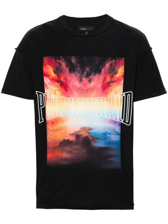 Purple logo-print cotton T-shirt - men - Cotton - S - Black