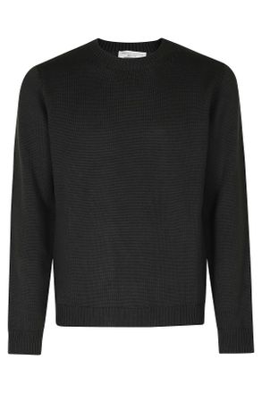 Roberto Collina Green Finely Knitted Crew-Neck Ribbed Merino Wool Sweater