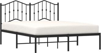 vidaXL Vidaxl - Metal Bed Frame without Mattress with Headboard Black 135x190cm