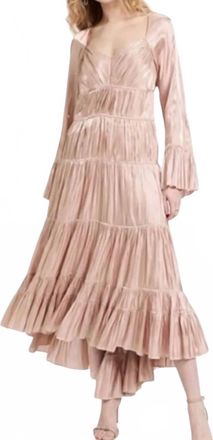 Cinq &agrave; Sept Nina Metallic Satin High-Low Dress In Travertine
