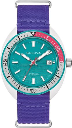 Bulova Snorkel Tide Ocean Material NATO Strap Watch, 41mm in Purple at Nordstrom