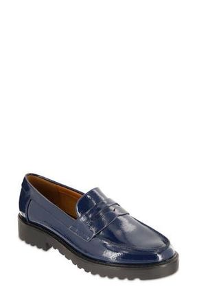 Mia Amore Hali Lug Sole Penny Loafer in Navy Crink at Nordstrom Rack, Size 7.5
