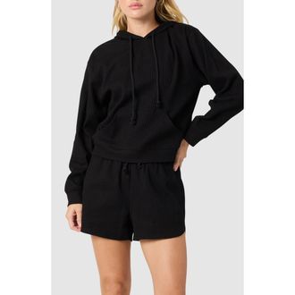 All in Favor Waffle Hoodie in Black at Nordstrom Rack, Size X-Small