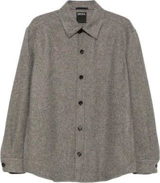 Ermenegildo Zegna Overhemden, Heren, Grijs, M, Katoen, Cashmere Zijden Overshirt