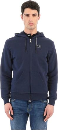 La Martina Thiago Hoodie - Heren - Vesten met rits - Blauw - M - Katoen - Hoodies & sweatvesten