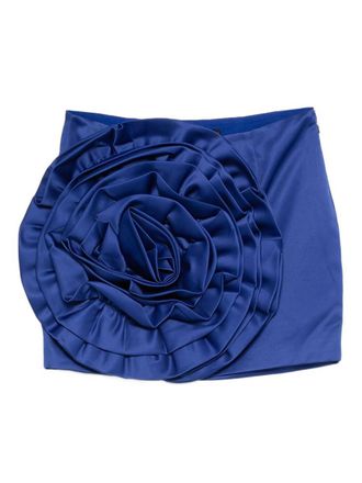 Rotate Blue Mini Skirt With Floral Appliqu&eacute;