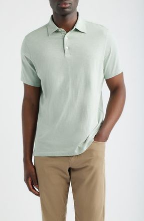 Robert Barakett Brightwood Slub Cotton Polo in Aqua Green at Nordstrom, Size Xx-Large