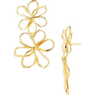 Oscar De La Renta Flower Double Drop Earrings in Gold at Nordstrom Rack