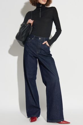 Jil Sander Top With Stand-up Collar, Womens, Black