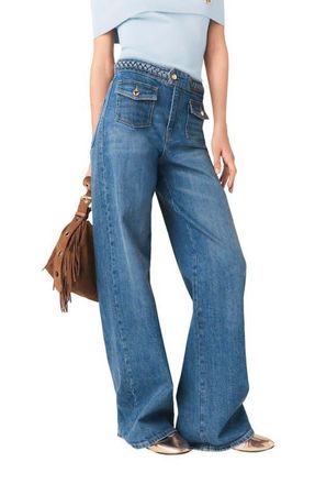 Maje Braided flared jeans in Blue at Nordstrom, Size 40 Eu