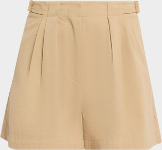 Ulla Johnson Kira Pleated Cotton Shorts