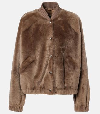 Brunello Cucinelli Cashmere-trimmed shearling bomber jacket