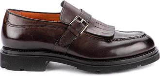 Santoni Single Buckle Leather Shoes with Fringe