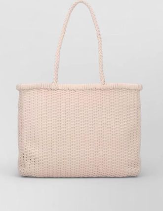Dragon Diffusion woven tote bag featuring structured top handles