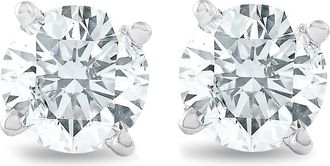 Pompeii3 3/4Ct Round Brilliant Natural Diamond Stud Earrings in 14K Gold Classic Setting