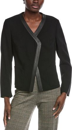 Akris Saphir Leather-Trim Wool Jacket