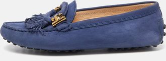Tod's Tods Blue Suede Fringe Slip On Loafers