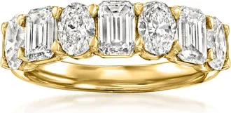 Ross-Simons Oval and Emerald-Cut Lab-Grown Diamond Ring in 14kt Yellow Gold