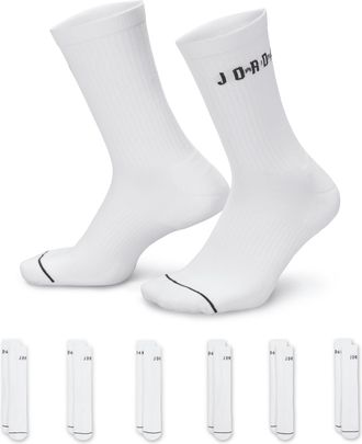 Nike Jordan Everyday Crew Socks (6 Pairs) in White | FZ2051-100