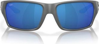 Costa Tailfin 60mm Polarized Rectangular Sunglasses in Matte Gray/Blue Mirror 580P at Nordstrom