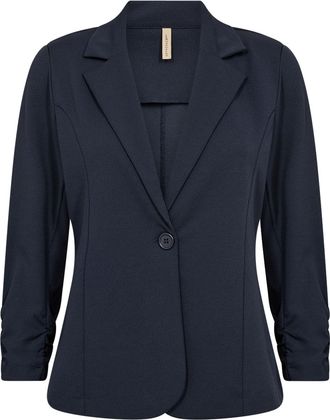 Soyaconcept Kurzblazer SOYACONCEPT SC-SIHAM 97, Damen, Gr. L, navy, Web, Obermaterial: 95% Polyester, 5% Elasthan, unifarben, normal, V-Ausschnitt, Blazer Kurzbla