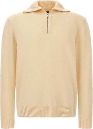 Zanone Half-zip Kasjmier Trui - Heren - Ronde hals truien - Beige - 3XL - Kasjmier - Truien & Vesten