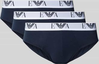 Emporio Armani Slip mit elastischem Logo-Bund im 3er-Pack in Dunkelblau, Größe XXL