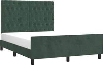 vidaXL Vidaxl - Estructura Cama Sin Colch&oacute;n Terciopelo Verde Oscuro 140x200 Cm