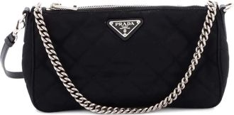 Prada Chain Zip Shoulder Bag Quilted Tessuto Small crossbody bag - Zwart