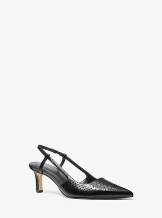 Michael Kors Alora Snake Embossed Leather Slingback Pump