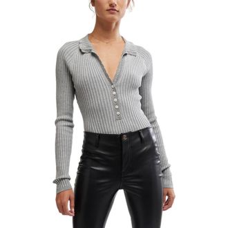 Free People Ready for It Long Sleeve Bodysuit in Grey at Nordstrom Rack, Size X-Large