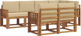 vidaXL Conjunto De Sof&aacute;s De Exterior 7 Uds. Natural Y Beige Vidaxl