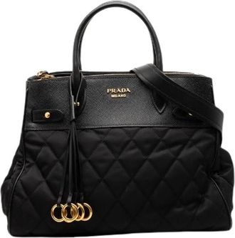 Prada Pre-owned Handbags, female, Black, Size: ONE SIZE Pre-owned Nylon Vintage Handbag