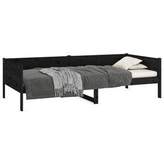 vidaXL Sof&aacute; Cama Madera Maciza De Pino Negro 90x190 Cm Vidaxl
