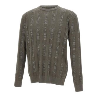 Iceberg Round-neck Knitwear, male, Gray, Size: M Crew Neck Sweater with Logo